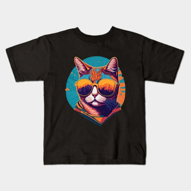 Cool Cat Kitten Lover Kids T-Shirt by VisionDesigner